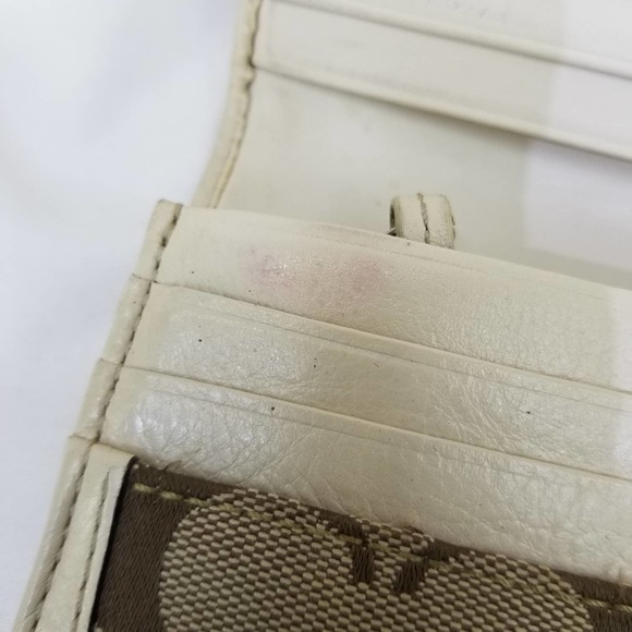 Coach Brown Signature Wallet Long Flap Front Jacquard Logo C Leather Ivory - Picture 10 of 12